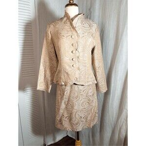 Positive Attitude Skirt Set Size 12  Women’s Vintage Cream Jacquard Style Set